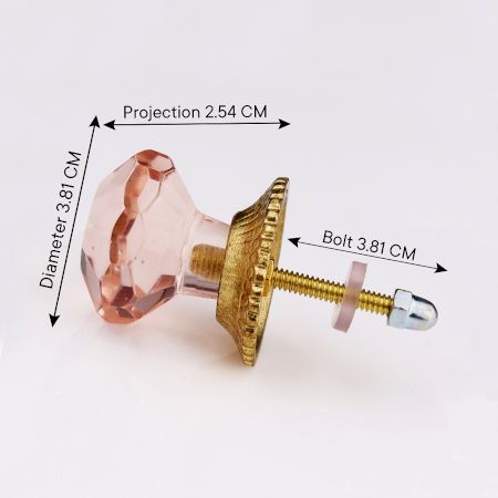 Pink Octagon Shape Glass Drawer Knob